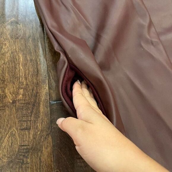 Zara Faux Leather Pinafore Dress Brown size Small Blogger Favorite Bohemian - Picture 4 of 6